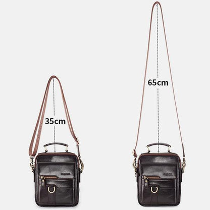 Casual Vintage Genuine Leather Crossbody Bag for Men – Adjustable Strap and Multiple Pockets