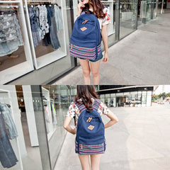 Colorful Stripe Custom Canvas Backpack for Women – Sporty Student Daypack