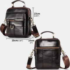 Casual Vintage Genuine Leather Crossbody Bag for Men – Adjustable Strap and Multiple Pockets
