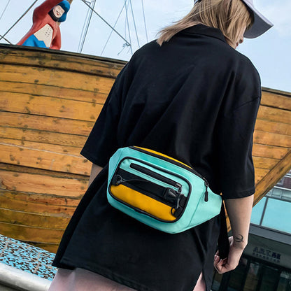 Contrast Color Crossbody Waist Bag for Girls - Stylish Canvas Sling Purse