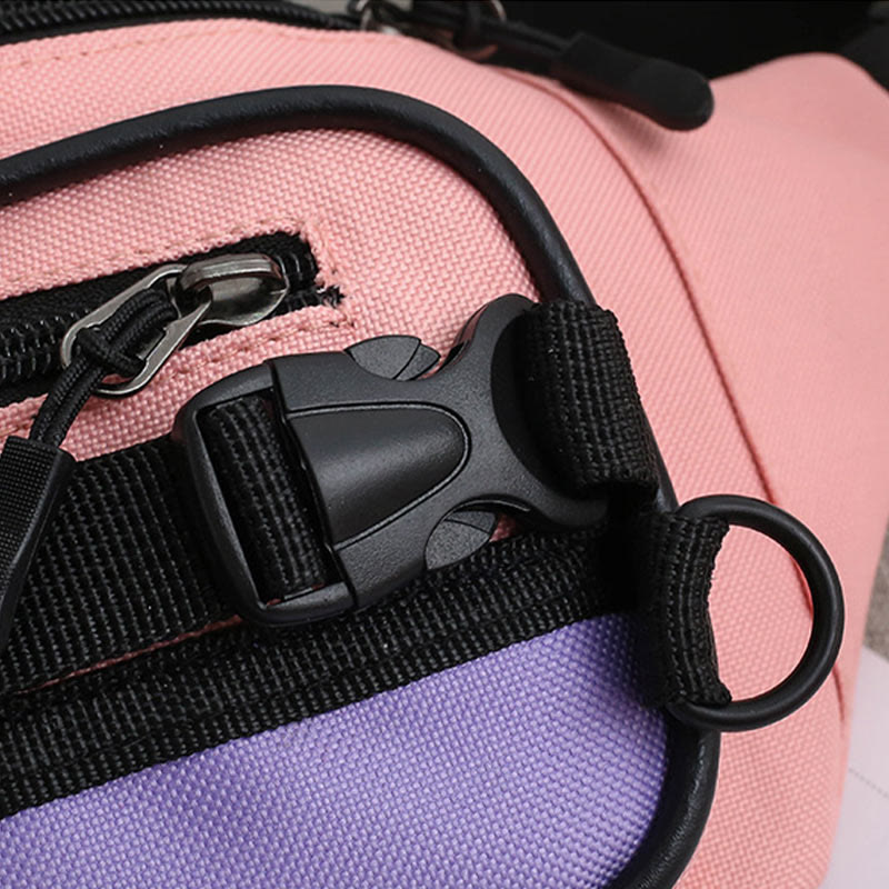 Contrast Color Crossbody Waist Bag for Girls - Stylish Canvas Sling Purse