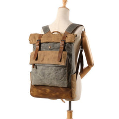 Canvas Leather Backpack Rucksack – Fits 15.6" Laptops | Perfect for College, Weekend Travel, and Daily Use - VOTVO