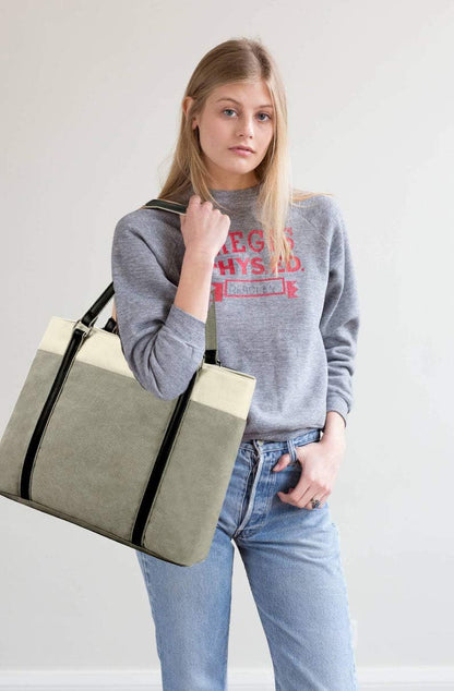 Women Laptop Tote Bag for Work – Lightweight Splice Canvas 15.6 Inch Handbag Purse - VOTVO