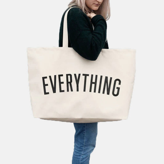 Everything Really Big Tote Handbag – Reusable Eco-Friendly Canvas Shoulder Bag