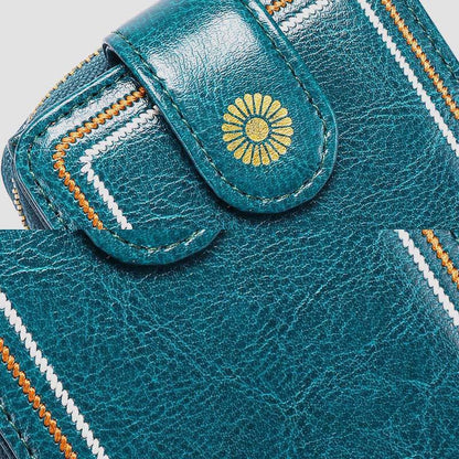 Genuine Leather RFID Multi-Slots Wallet Purse for Women