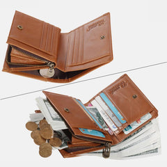 Anti-Theft Multi-Slot Small Wallet for Men – Genuine Leather, Secure & Compact Design