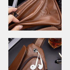 Anti - theft Slim Sling Bag for Men | Genuine Leather Crossbody Chest Bag - VOTVO