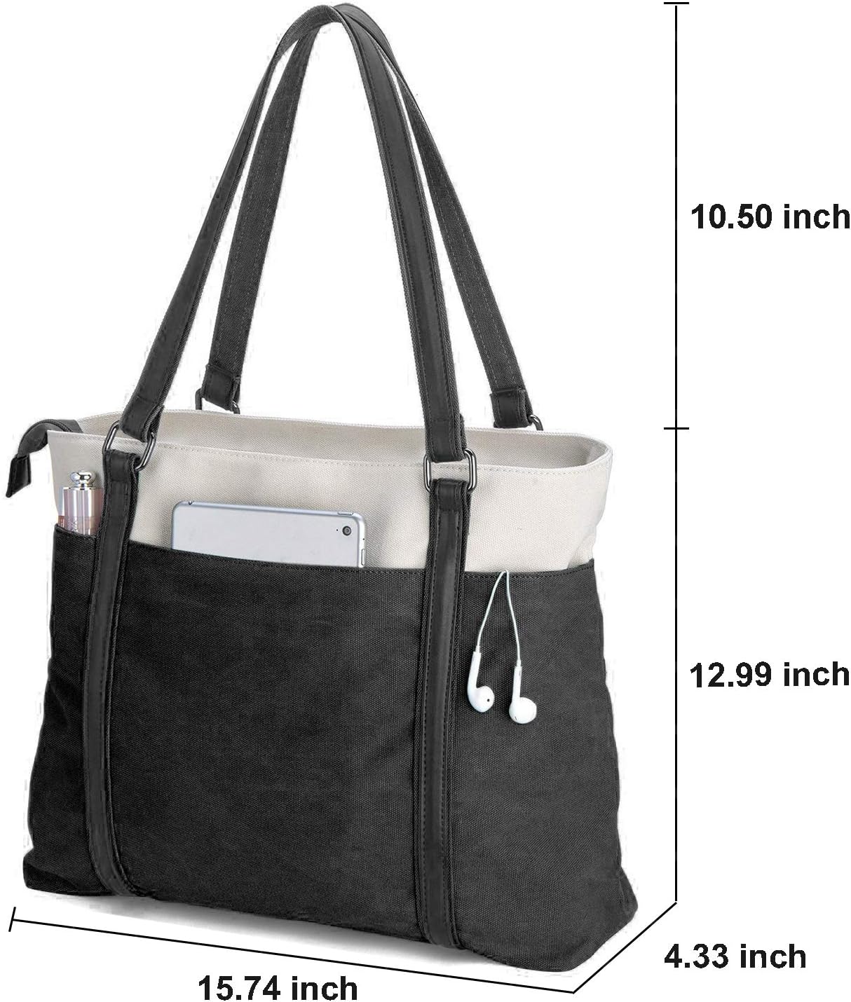 Women Laptop Tote Bag for Work – Lightweight Splice Canvas 15.6 Inch Handbag Purse - VOTVO