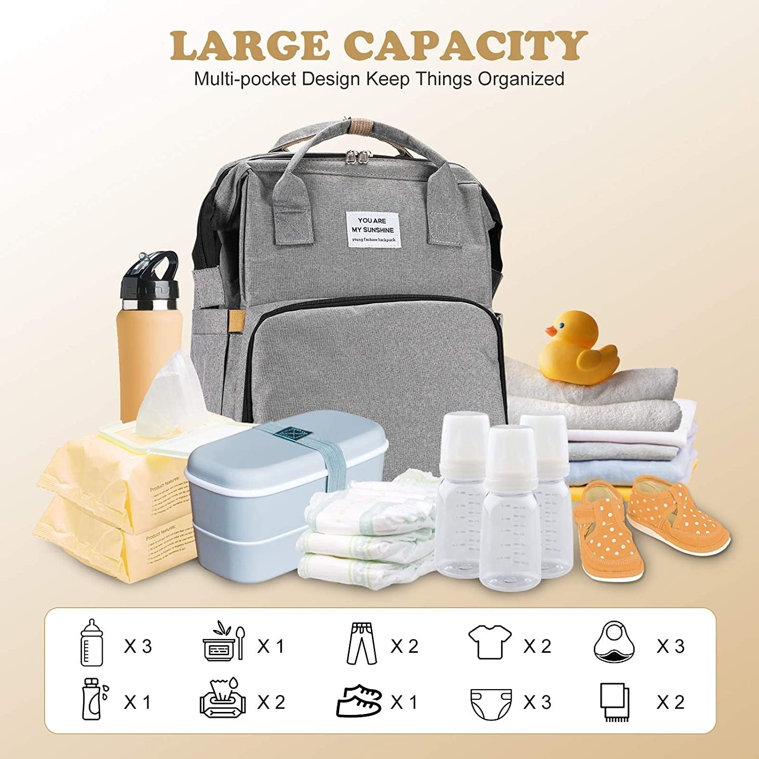 Diaper Bag Backpack with Changing Station – Waterproof Oxford, Multi-functional Design