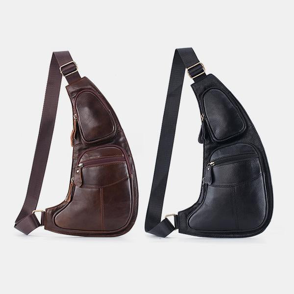 Vintage Genuine Leather Chest Sling Bag – Stylish Messenger Bag for Men