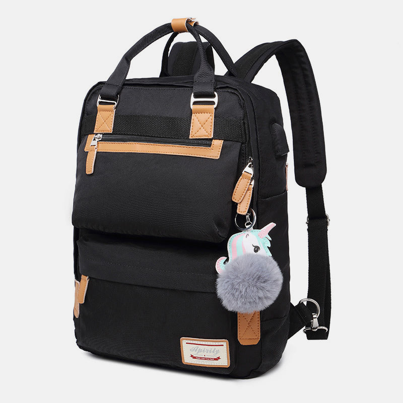 Multifunctional Large-Capacity British College Backpack with USB Charging Port