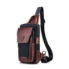 Genuine Leather Casual Sling Bag for Men - Fashionable Crossbody Shoulder Chest Bag