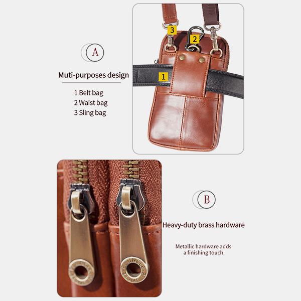 Genuine Leather Waist Bag – Multifunctional Messenger & Shoulder Bag for Men - VOTVO