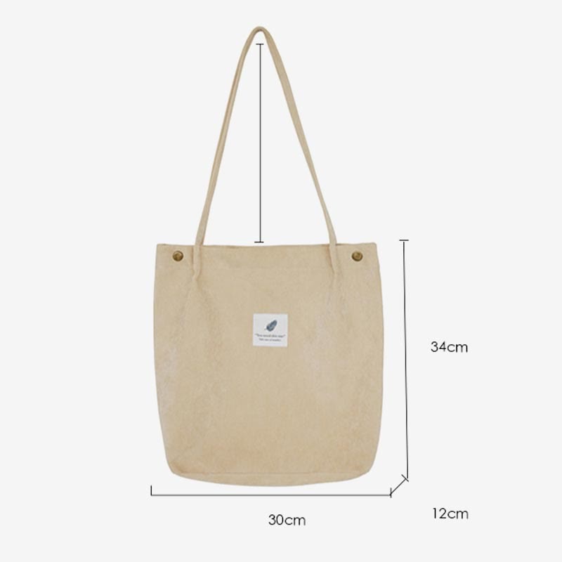 Corduroy Tote Bag for Women – Large Capacity School Shoulder Bag with Magnetic Closure - VOTVO