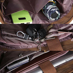 Multi - Pocket Canvas Tote Handbag for Women & Men – Retro Laptop Bag with Adjustable Straps - VOTVO