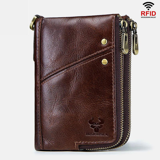 RFID Anti - theft Genuine Leather Multi - slot Bifold Wallet for Men - Stylish Business Wallet - VOTVO