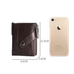 Cartera pequeña RFID de cuero genuino: compacta y segura