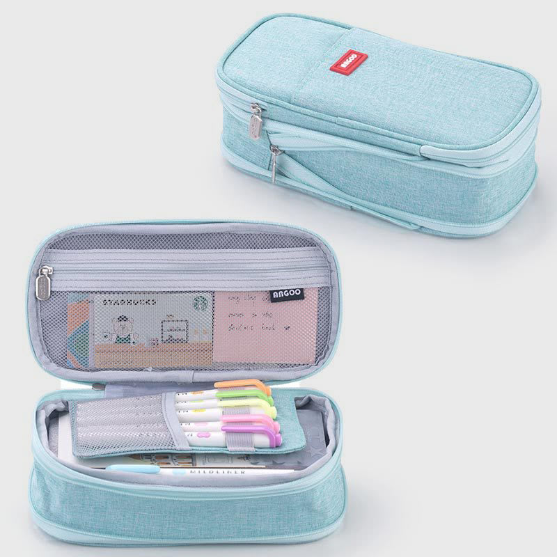 Large Capacity Color Matching Canvas Pencil Case – Perfect for Study & Organization