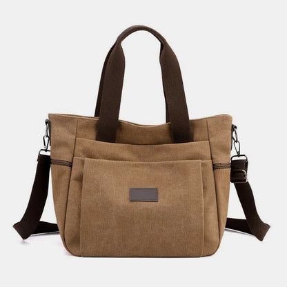 Multi-Pocket Canvas Handbag for Women - Durable, Roomy Shoulder Tote & Crossbody Bag