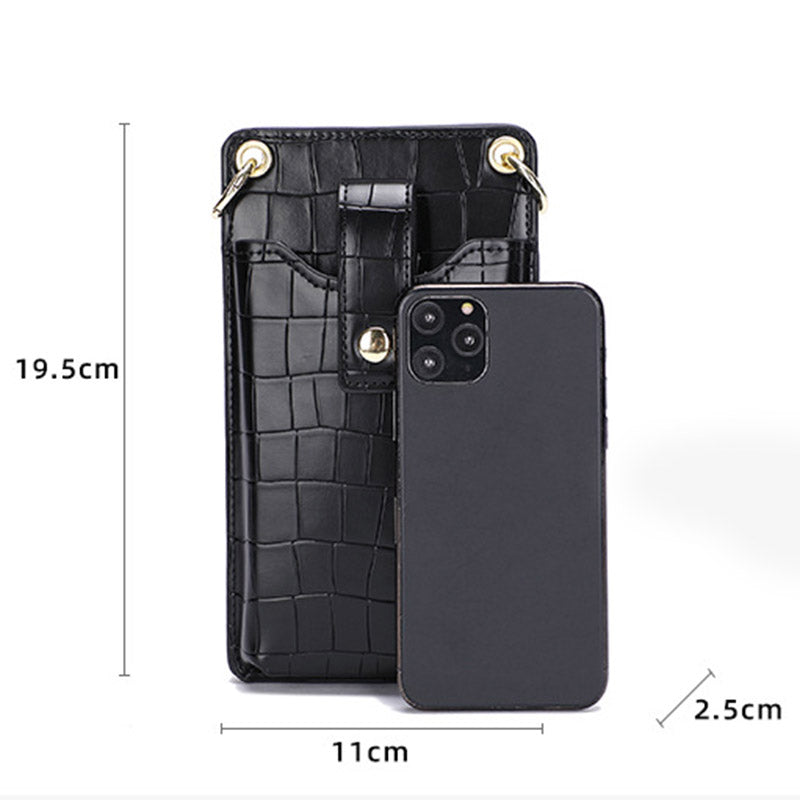 Leather Crossbody Phone Bag with Card Slots for Women – Compact Purse with Adjustable Strap