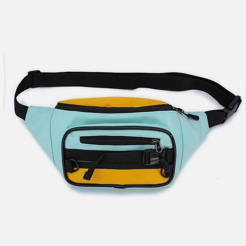 Contrast Color Crossbody Waist Bag for Girls - Stylish Canvas Sling Purse