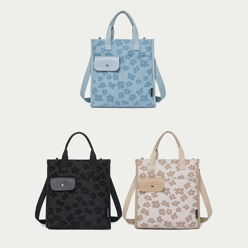Floral Crossbody Tote Bag – Cute Nylon Shoulder Purse for Office & Daily Use