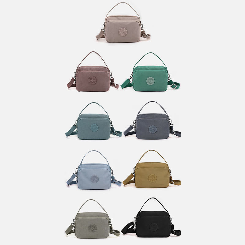 Small Nylon Crossbody Bag for Women – Triple Compartment Travel Purse