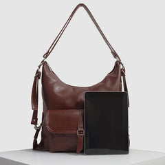 2 - in - 1 Convertible Leather Tote Backpack – Retro Shoulder Bag & Travel Day Pack - VOTVO