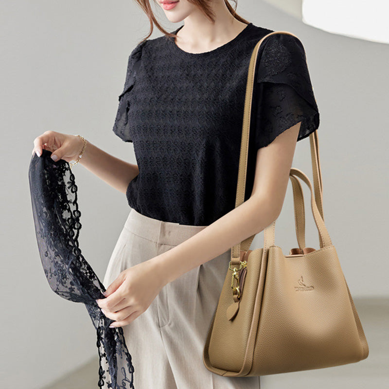 Embossed Soft Leather Handbag – Stylish, Versatile & Timeless Design