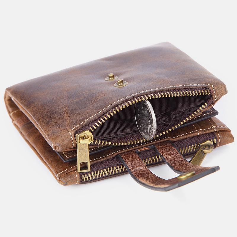 Multifunctional Double Zipper Vintage Wallet – Stylish and Practical - VOTVO