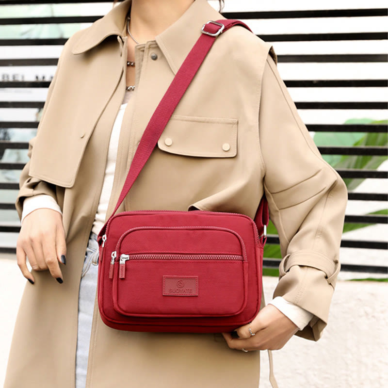 4-Zip Crossbody Bag – Lightweight Nylon Purse for Women
