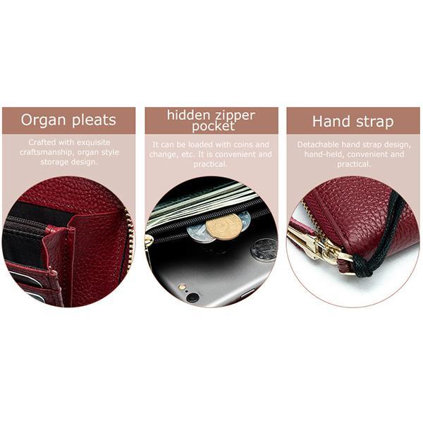 Women's Genuine Leather Vintage Wallet - Stylish and Functional Zip Closure Wallet