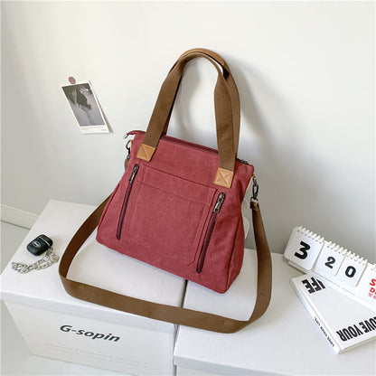 Vintage Leisure Tote Bag for Women – Canvas Crossbody Commuter Shoulder Bag