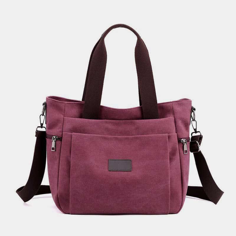 Multi-Pocket Canvas Handbag for Women - Durable, Roomy Shoulder Tote & Crossbody Bag