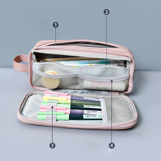 Estuche de lona de gran capacidad: estuche resistente para lápices, ideal para la oficina y la escuela.