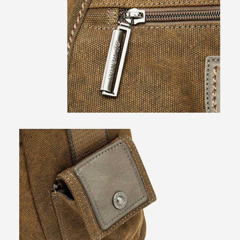 Vintage Canvas Messenger Bag for Men – Large Capacity Briefcase with Adjustable Shoulder Strap