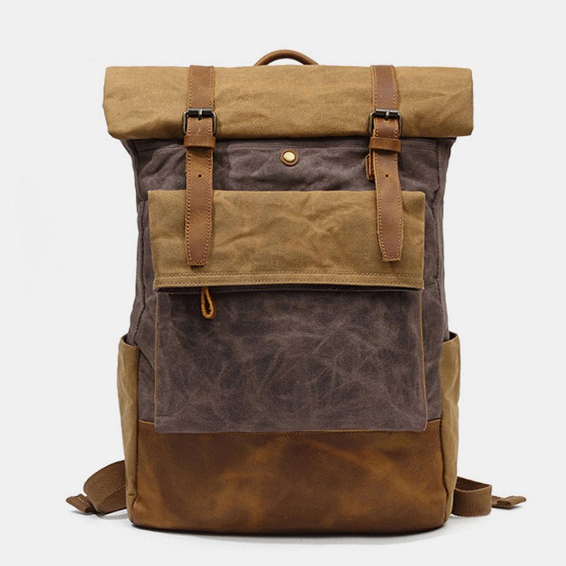 Canvas Leather Backpack Rucksack – Fits 15.6" Laptops | Perfect for College, Weekend Travel, and Daily Use - VOTVO