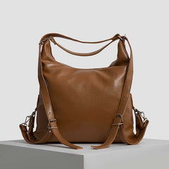 2 - in - 1 Convertible Leather Tote Backpack – Retro Shoulder Bag & Travel Day Pack - VOTVO