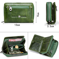 Genuine Leather Two Fold Multi - function Short Wallet - VOTVO