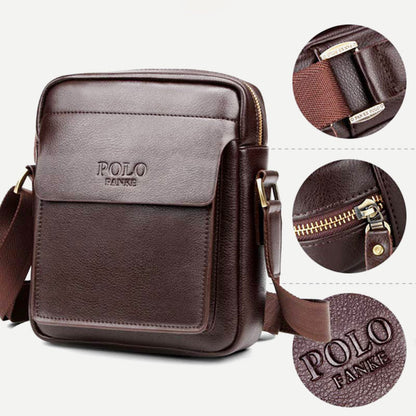 Men's Leather Crossbody Messenger Shoulder Bag for Work & Business – Small PU Leather Satchel