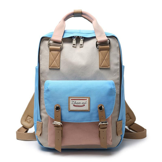 Large Capacity Colorblock Waterproof Backpack – School & Travel Laptop Bag