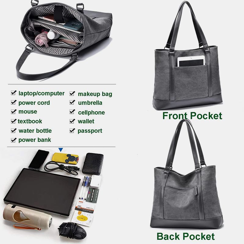 Tote Bag for Women – Large Capacity Canvas Laptop Shoulder Bag, Business & Travel Organizer