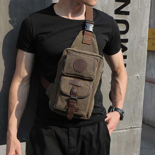 Sling Bag for Men – Lightweight Outdoor Sport Canvas Crossbody Backpack