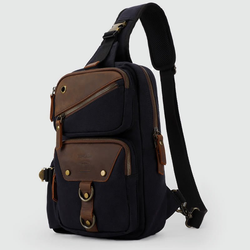 Sling Bag for Men – Retro Canvas Crossbody Chest Bag, Lightweight & Versatile for Daily Use and Travel - VOTVO