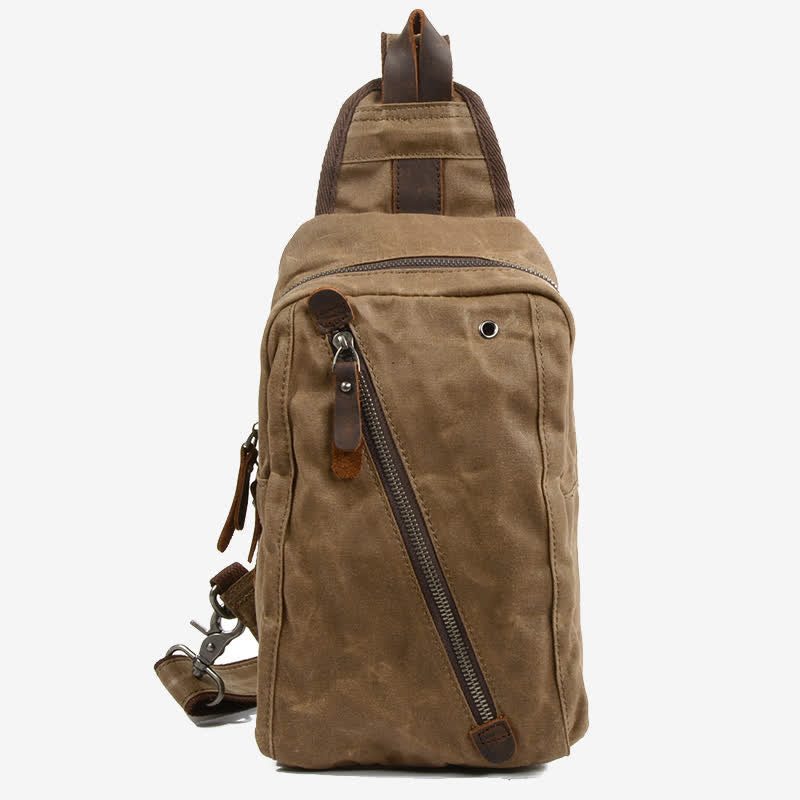 Canvas Sling Bag Shoulder Chest Pack for Men – Travel Hiking Crossbody Daypack