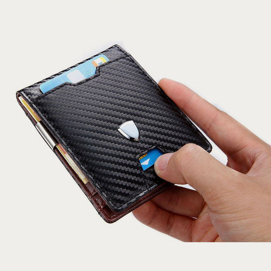Minimalist Multi - Slot Bifold Card Holder RFID Blocking Wallet with Cash Clip - VOTVO