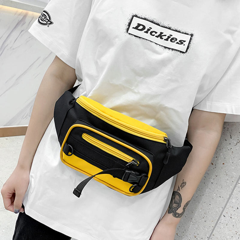 Contrast Color Crossbody Waist Bag for Girls - Stylish Canvas Sling Purse
