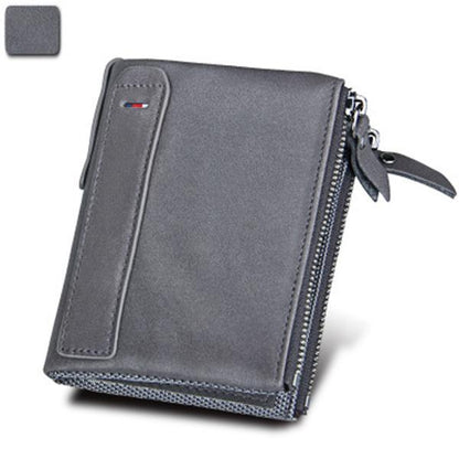 Men’s Genuine Leather RFID Wallet – Multi - Card & Coin Pockets, Zipper & Buckle Closure - VOTVO