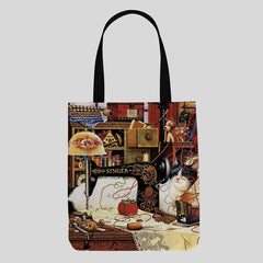 Cute Kitty Canvas Tote Bag – Multifunctional Handbag & Shoulder Bag for Daily Use