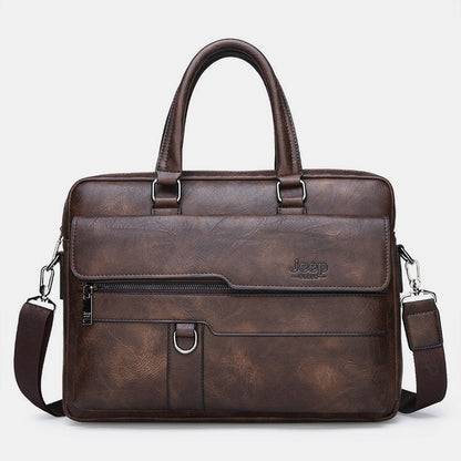 Lightweight PU Leather Messenger Bag – Slim Business Briefcase for Men